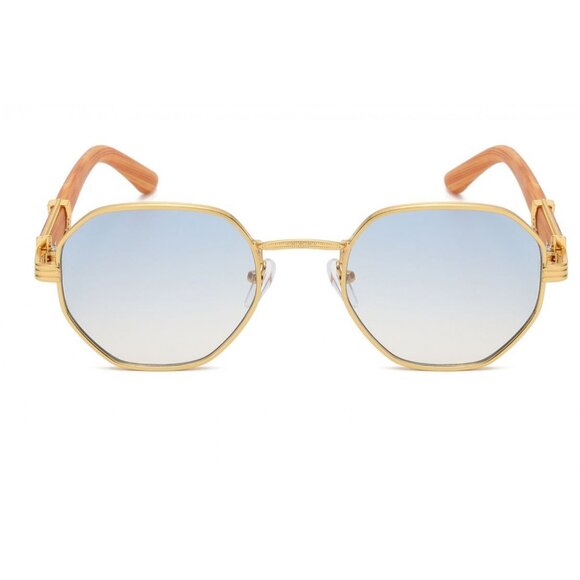 Men Sunglasses Hip Hop Gold Blue Lens  Aviator Style Fashion Retro Shades Lentes - Picture 2 of 2